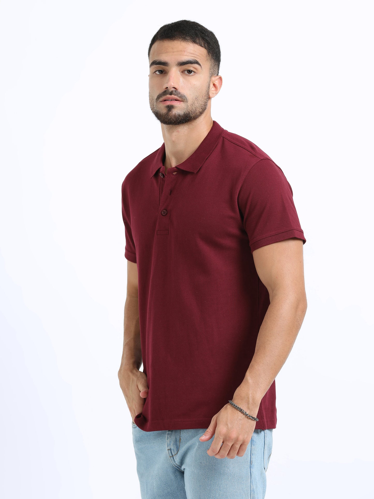 Biowashed Organic Polo Plain - Maroon