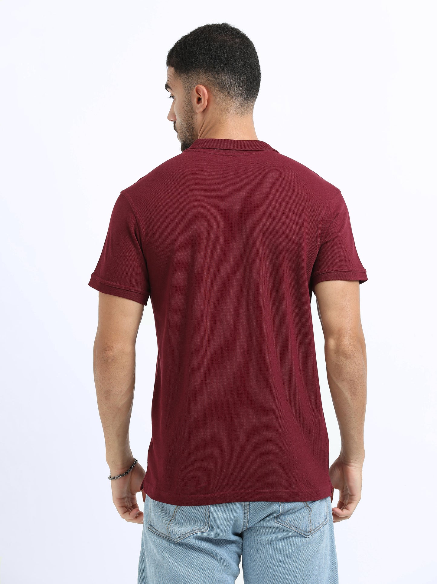 Biowashed Organic Polo Plain - Maroon