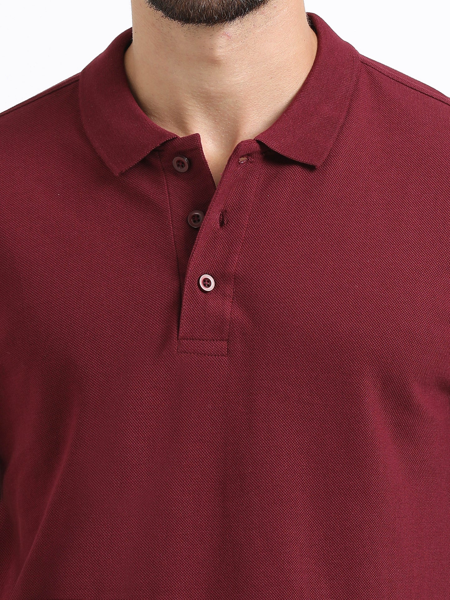 Biowashed Organic Polo Plain - Maroon