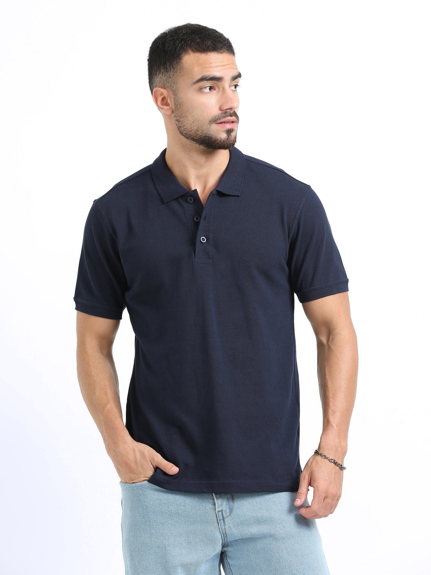 Biowashed Organic Polo Plain - Navy Blue