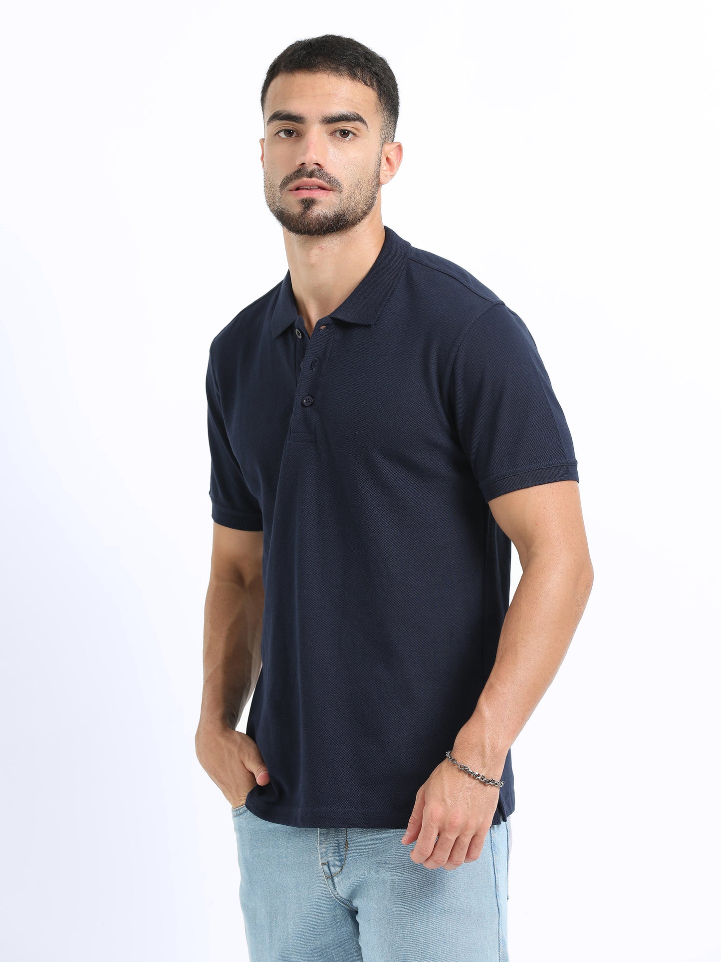 Biowashed Organic Polo Plain - Navy Blue