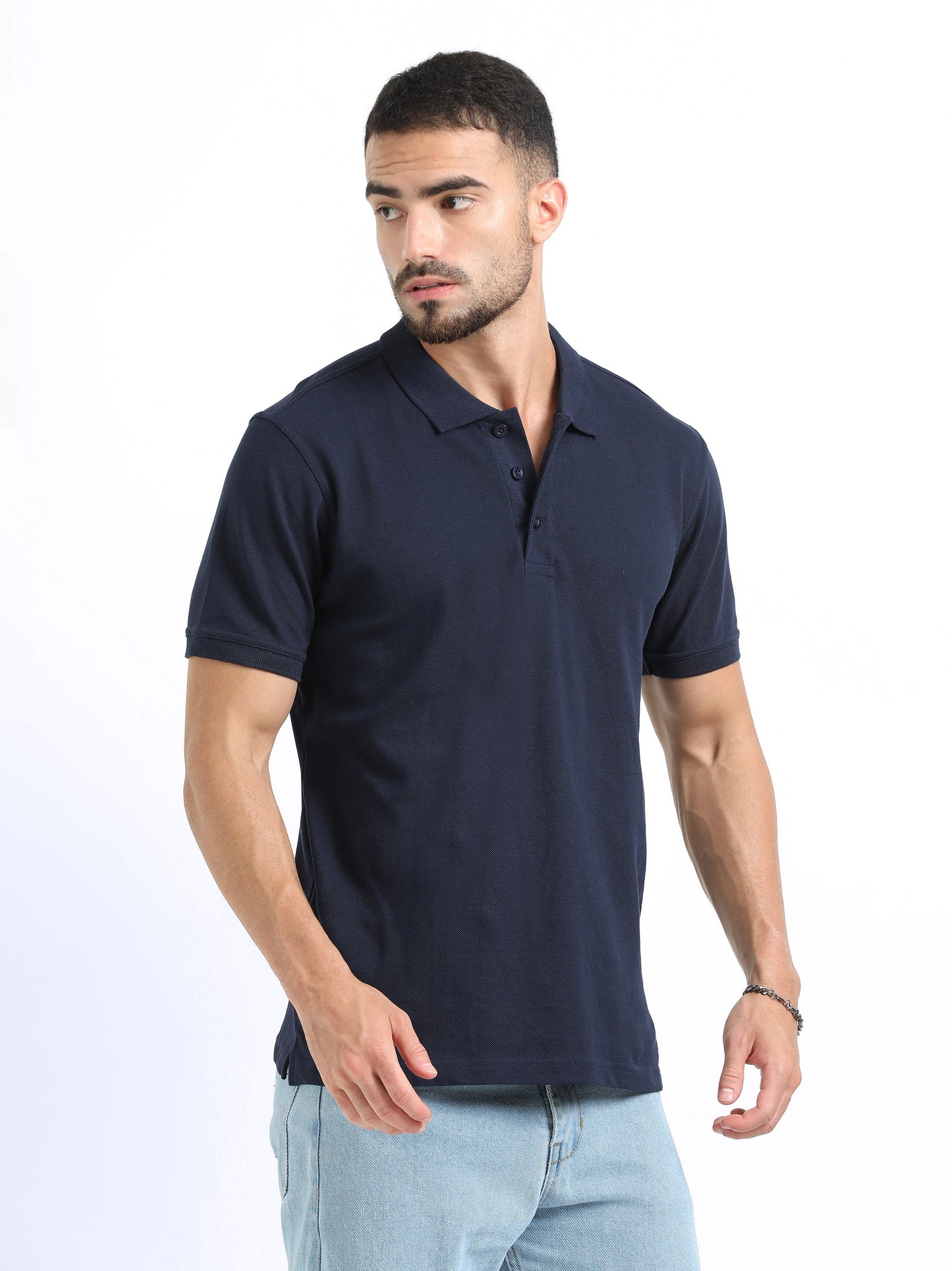 Biowashed Organic Polo Plain - Navy Blue