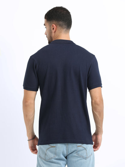 Biowashed Organic Polo Plain - Navy Blue