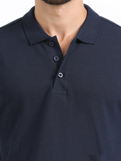 Biowashed Organic Polo Plain - Navy Blue