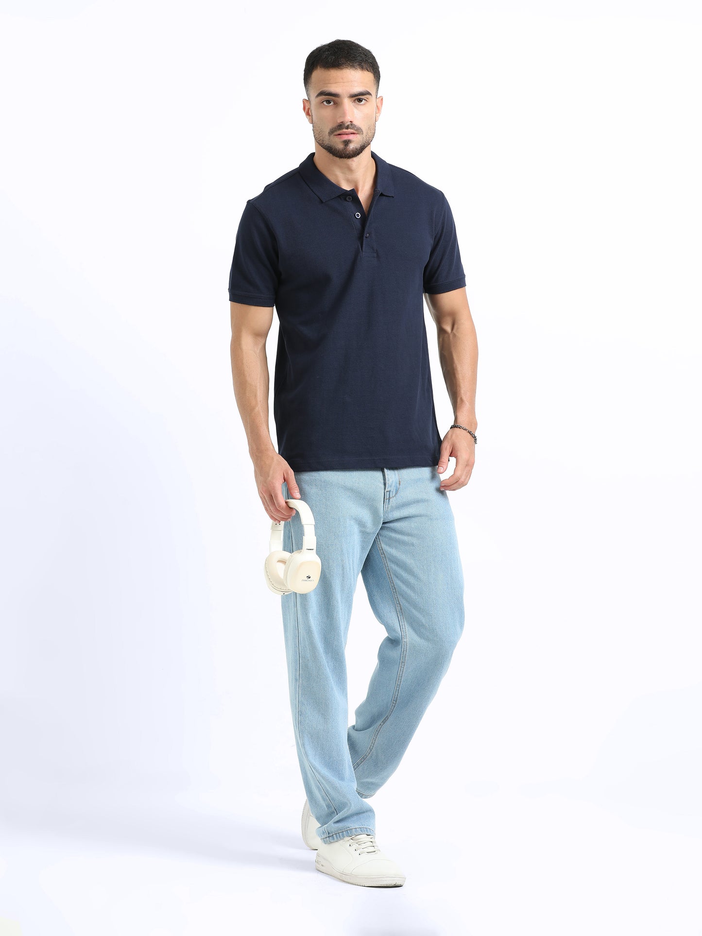 Biowashed Organic Polo Plain - Navy Blue