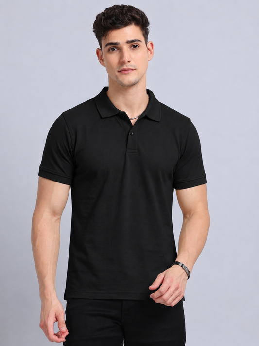 EcoBlend Polo Tshirts - Plain Black