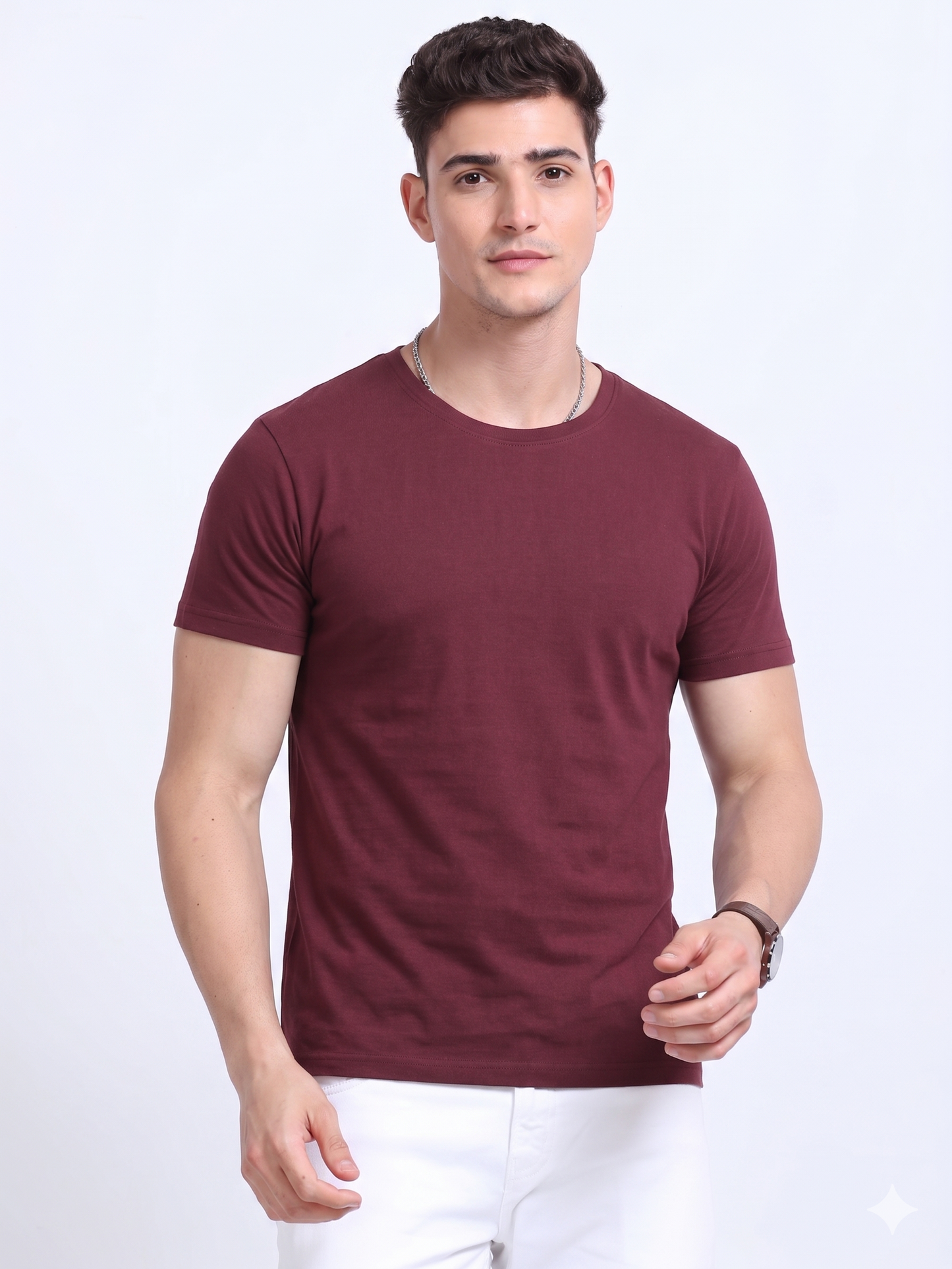 EcoBlend Round Neck Tshirts - Maroon