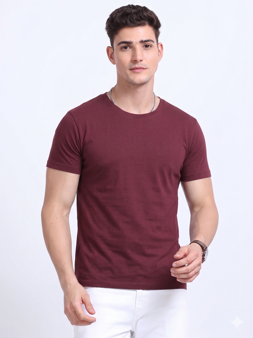 EcoBlend Round Neck Tshirts - Maroon