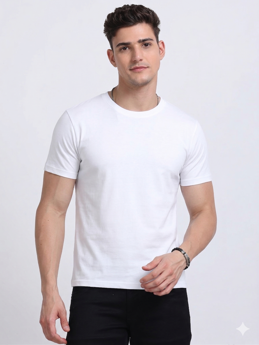 EcoBlend Round Neck Tshirts - White