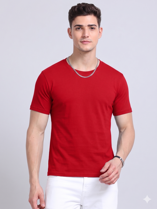 EcoBlend Round Neck Tshirts - Red