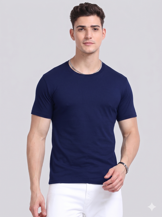 EcoBlend Round Neck Tshirts - Navy Blue