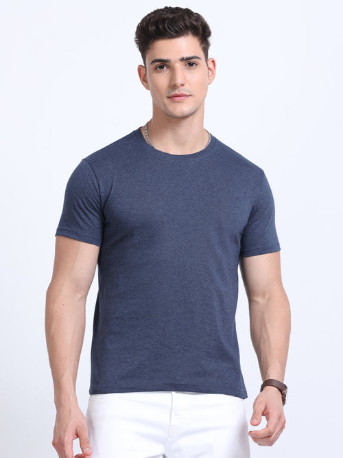 EcoBlend Round Neck Tshirts - Navy Melange