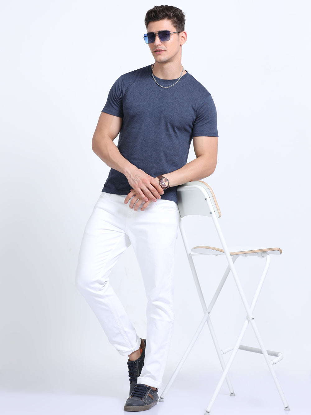 EcoBlend Round Neck Tshirts - Navy Melange
