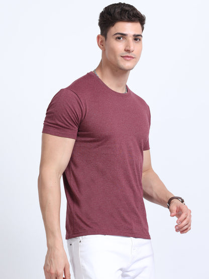 EcoBlend Round Neck Tshirts - Maroon Melange