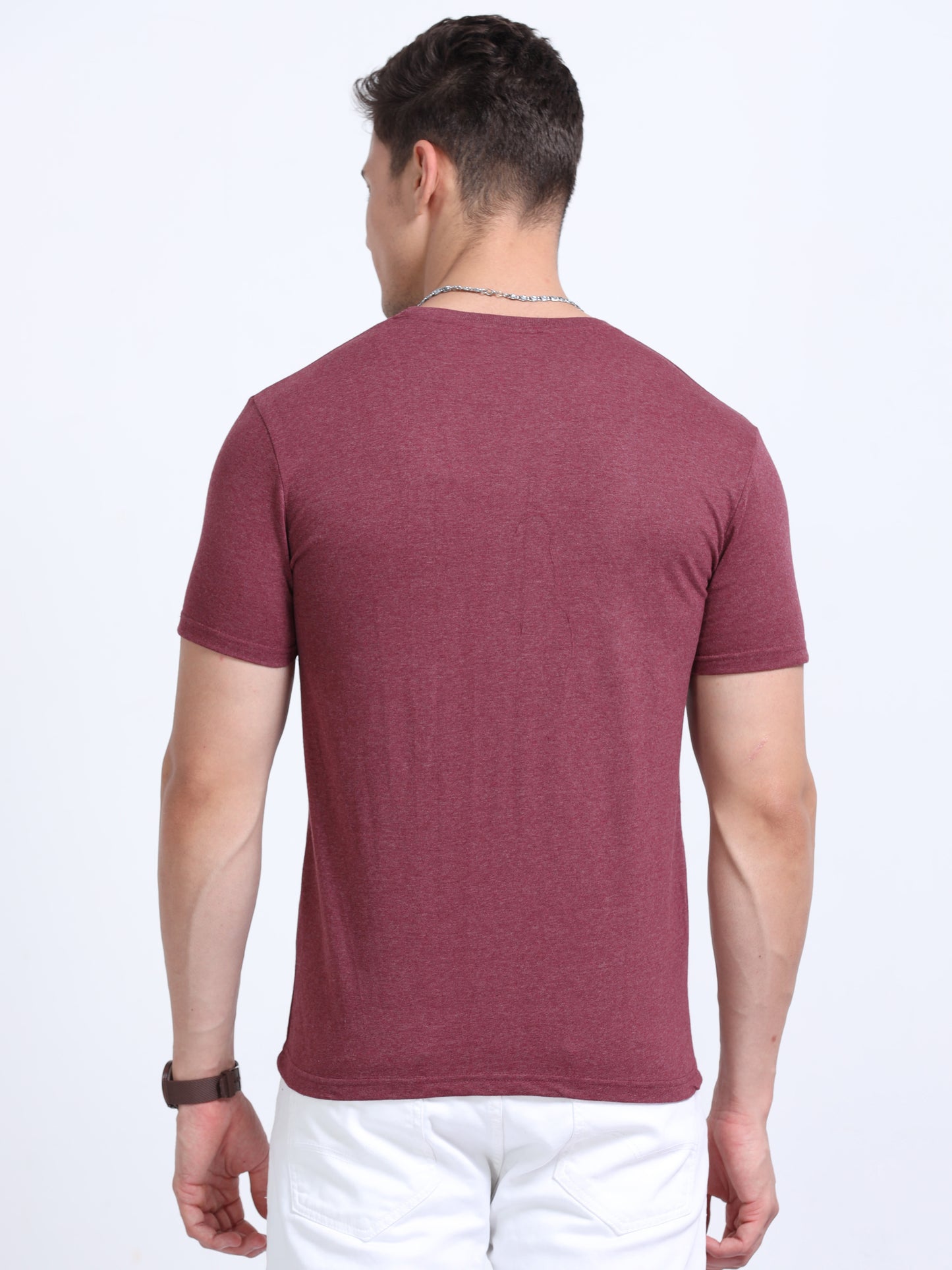 EcoBlend Round Neck Tshirts - Maroon Melange