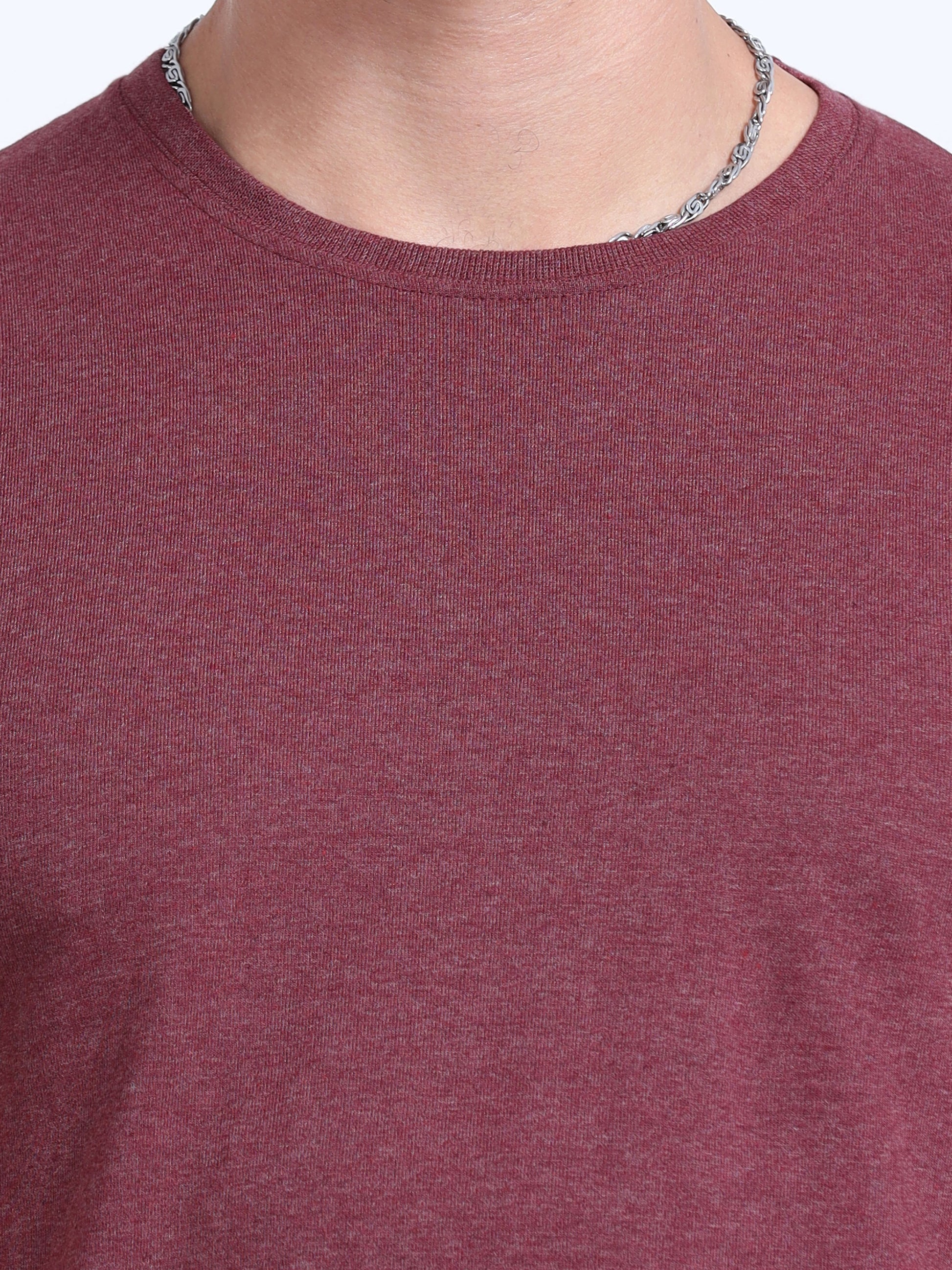 EcoBlend Round Neck Tshirts - Maroon Melange