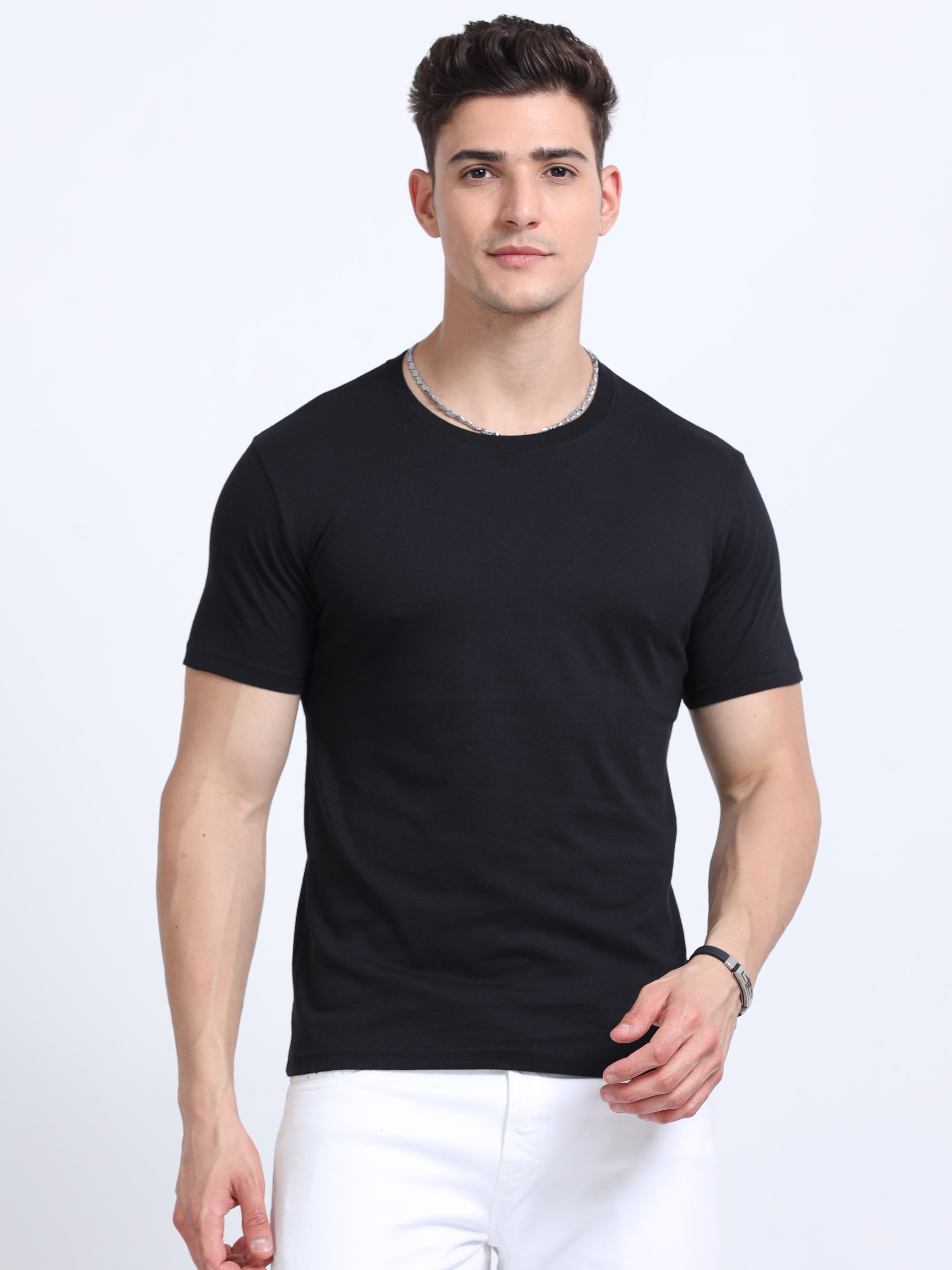 EcoBlend Round Neck Tshirts - Black – BlankApparel.in