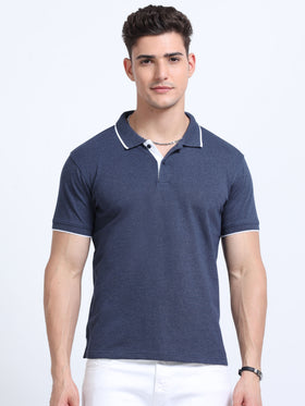 Navy Melange with White Tipping