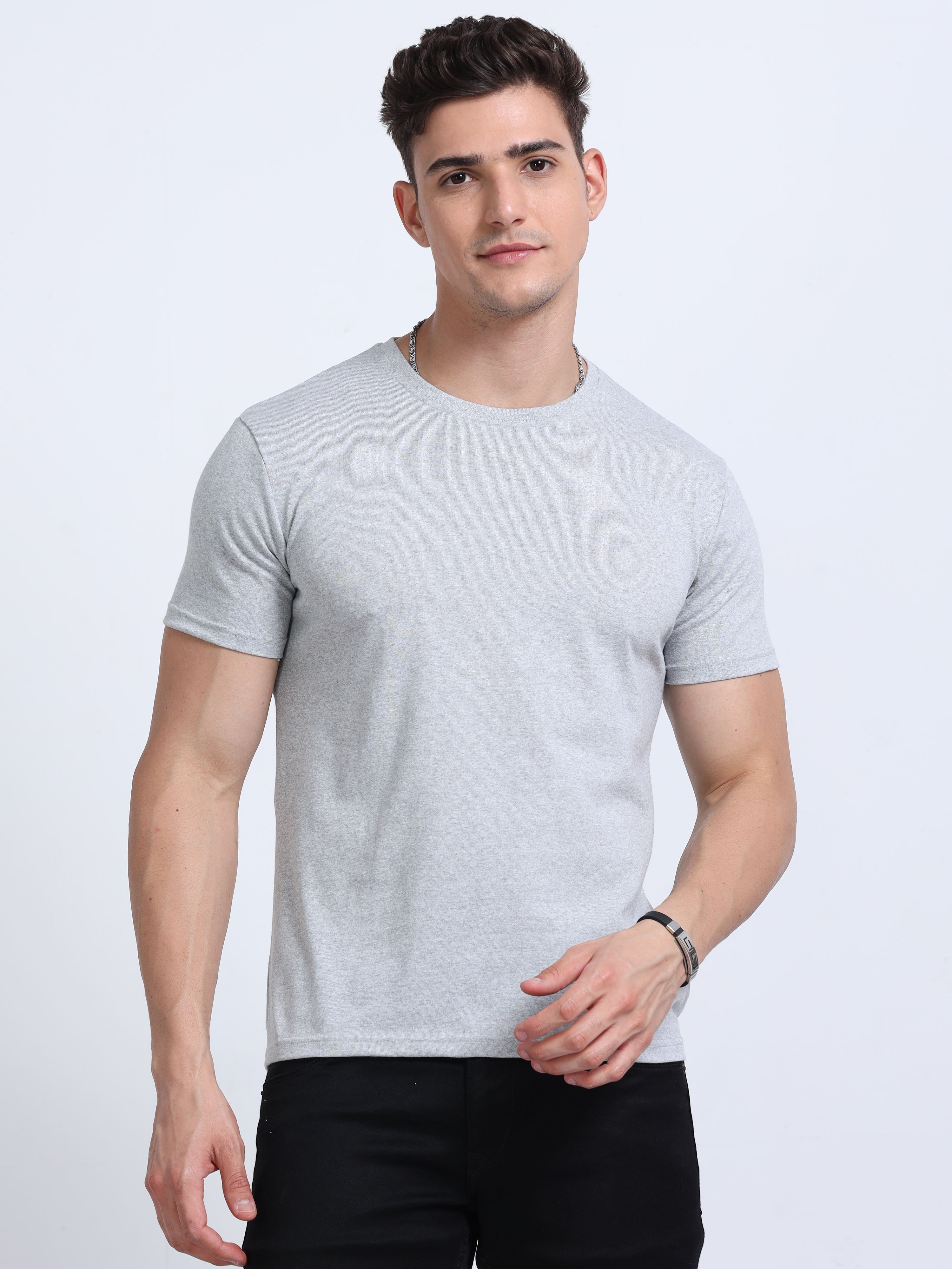 EcoBlend Round Neck Tshirts - Grey Melange – BlankApparel.in