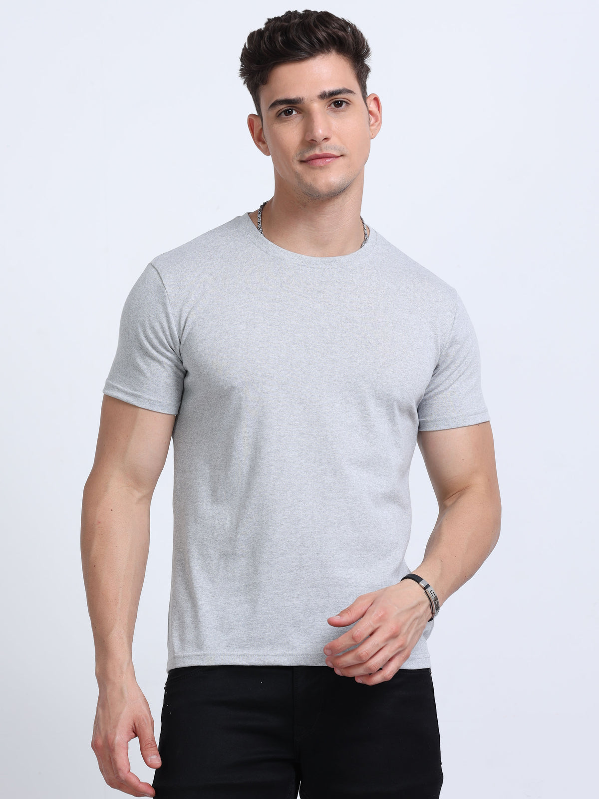 EcoBlend Round Neck Tshirts - Grey Melange