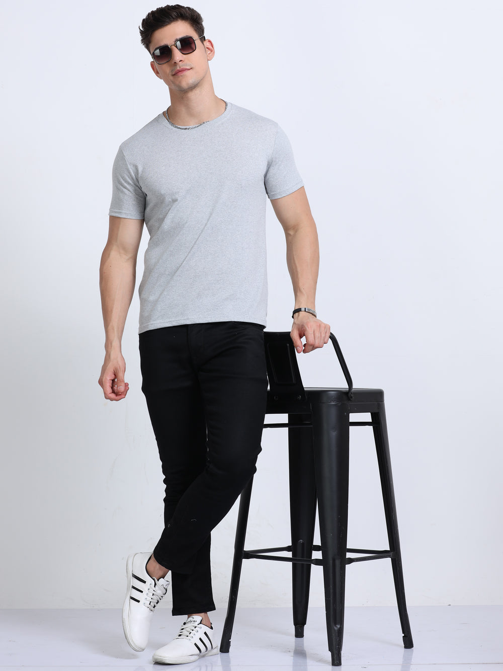 EcoBlend Round Neck Tshirts - Grey Melange