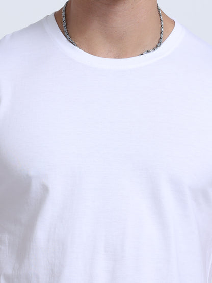 Biowashed Round Neck 100% Cotton Tshirt - White