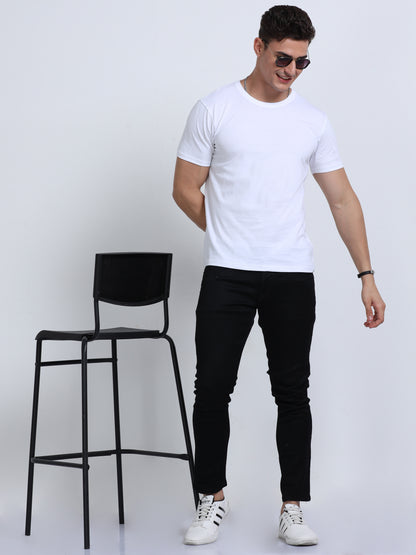 Biowashed Round Neck 100% Cotton Tshirt - White