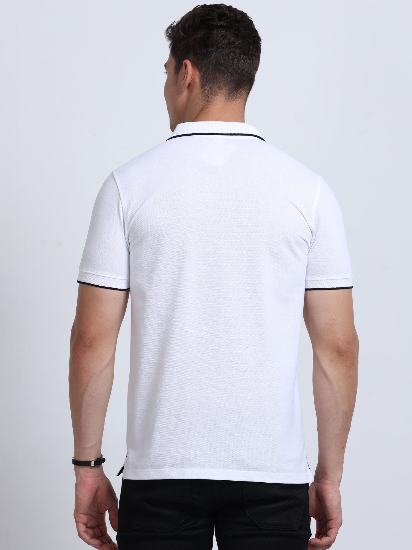 EcoBlend Polo Tshirts - White with Black Tipping