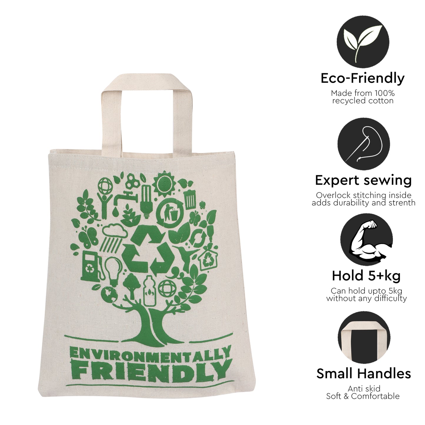 Eco Natural Canvas Cotton Bag - 11" x 9.5" - 225 GSM