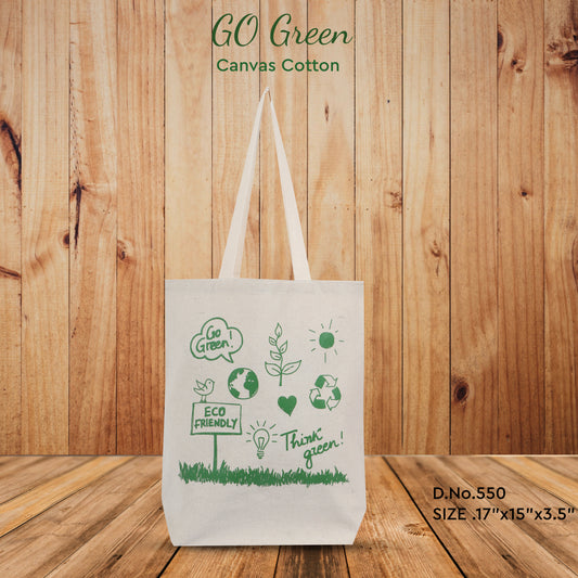 GO Green Canvas Cotton - 17" x 15" x 3.5" - 550 GSM