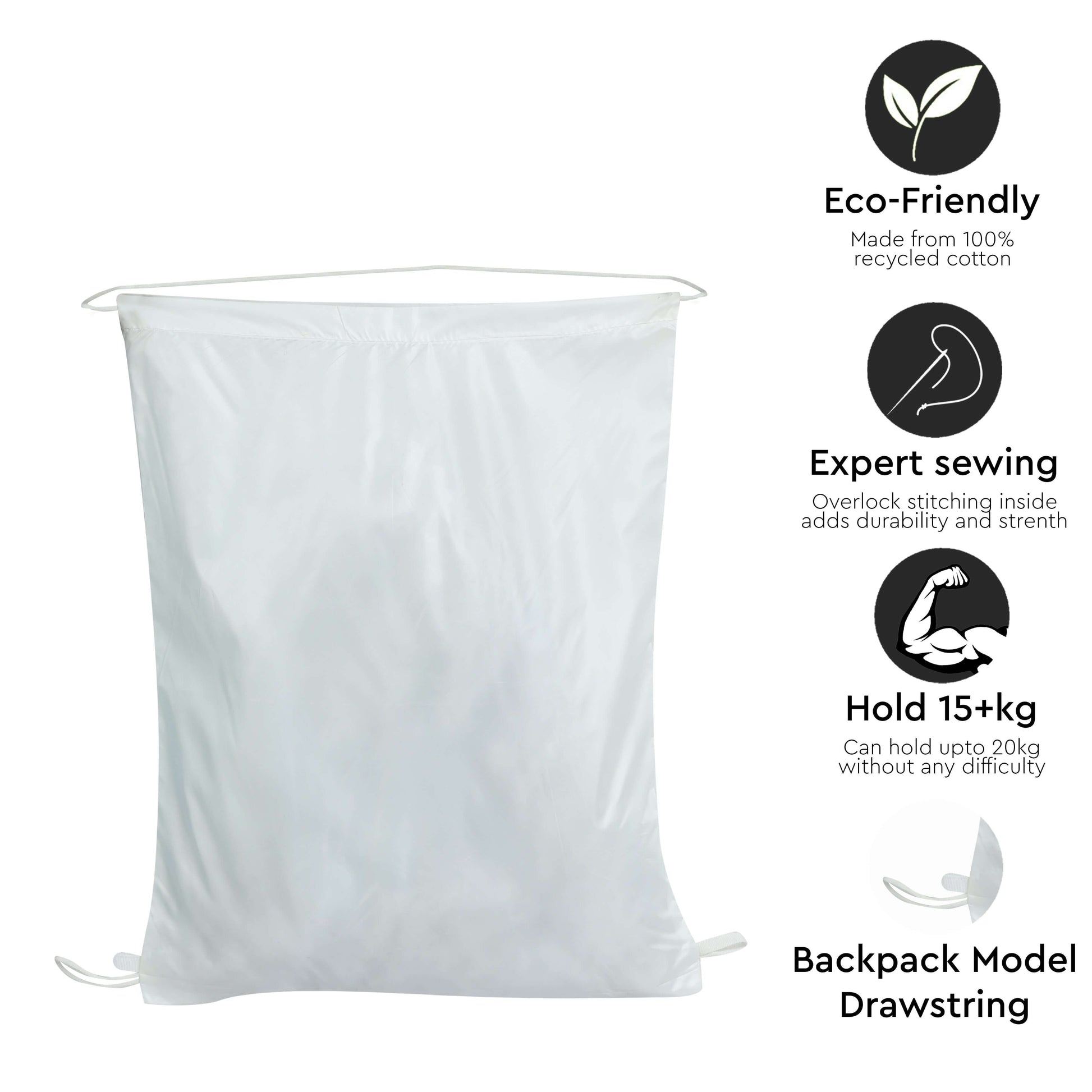 SUB Pocket Drawstring Bag - White - 17" x 14" - 60 GSM