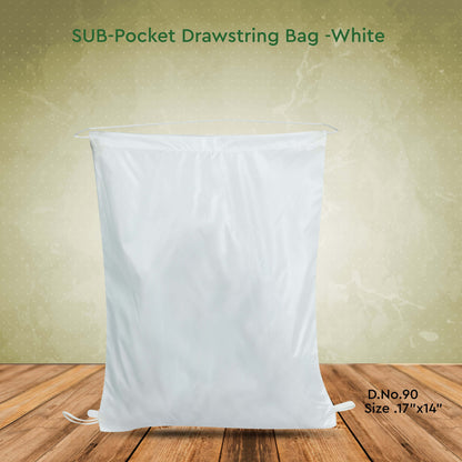 SUB Pocket Drawstring Bag - White - 17" x 14" - 60 GSM