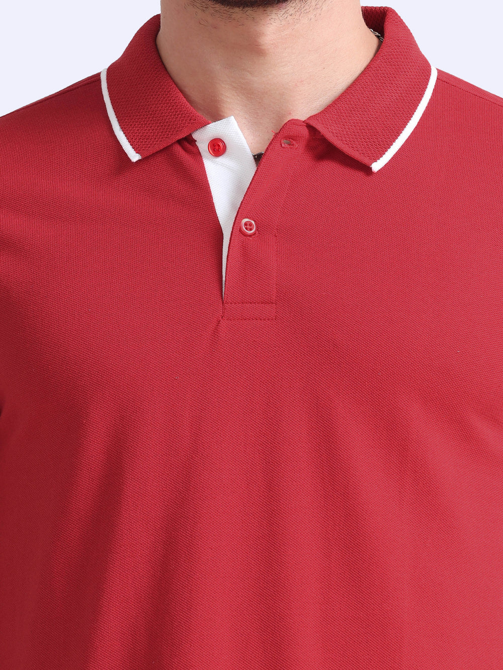 EcoBlend Polo Tshirts - Red with White Tipping