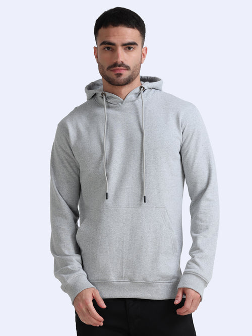 URBANHOOD Premium Hoodies without Zip - Grey Melange