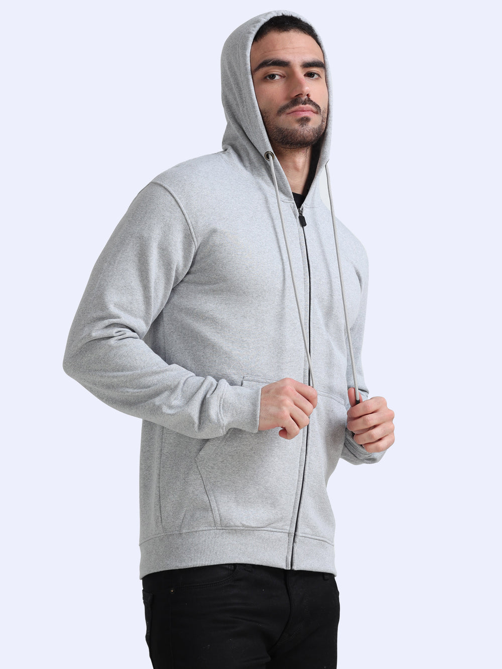 URBANHOOD Premium Hoodies with Zip - Grey Melange