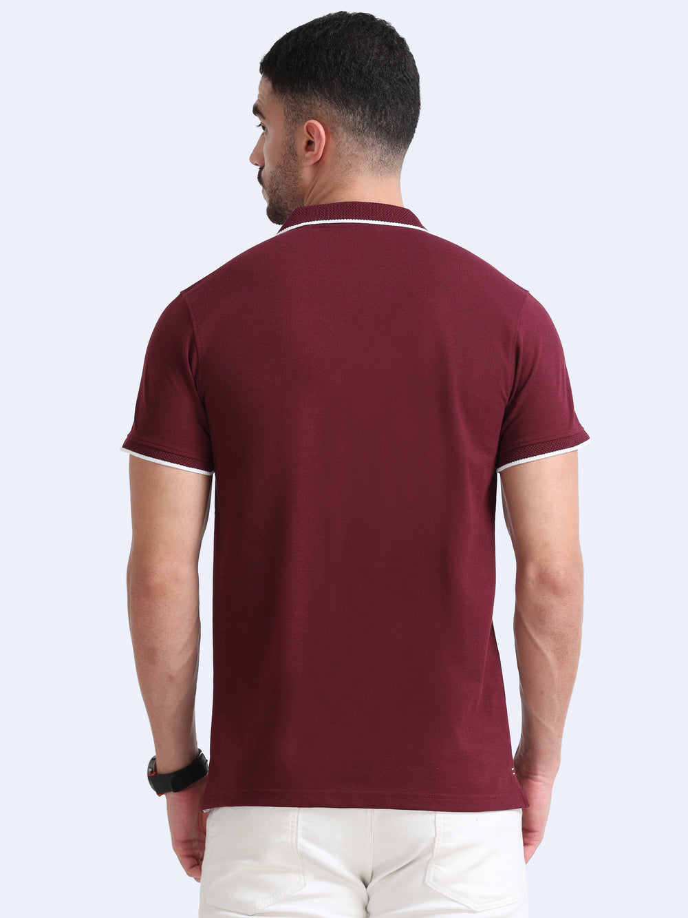 EcoBlend Polo Tshirts - Maroon with White Tipping