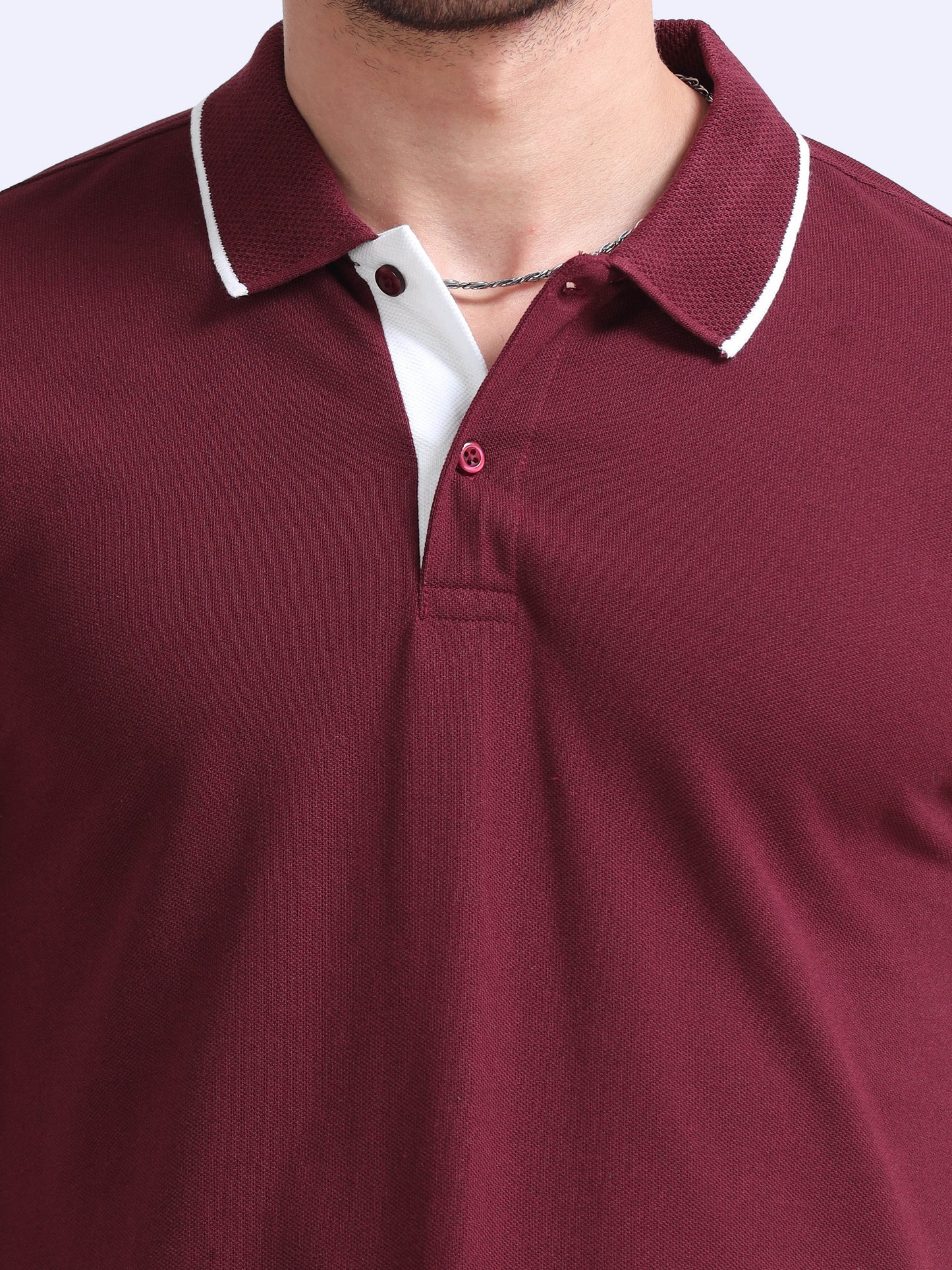 EcoBlend Polo Tshirts - Maroon with White Tipping