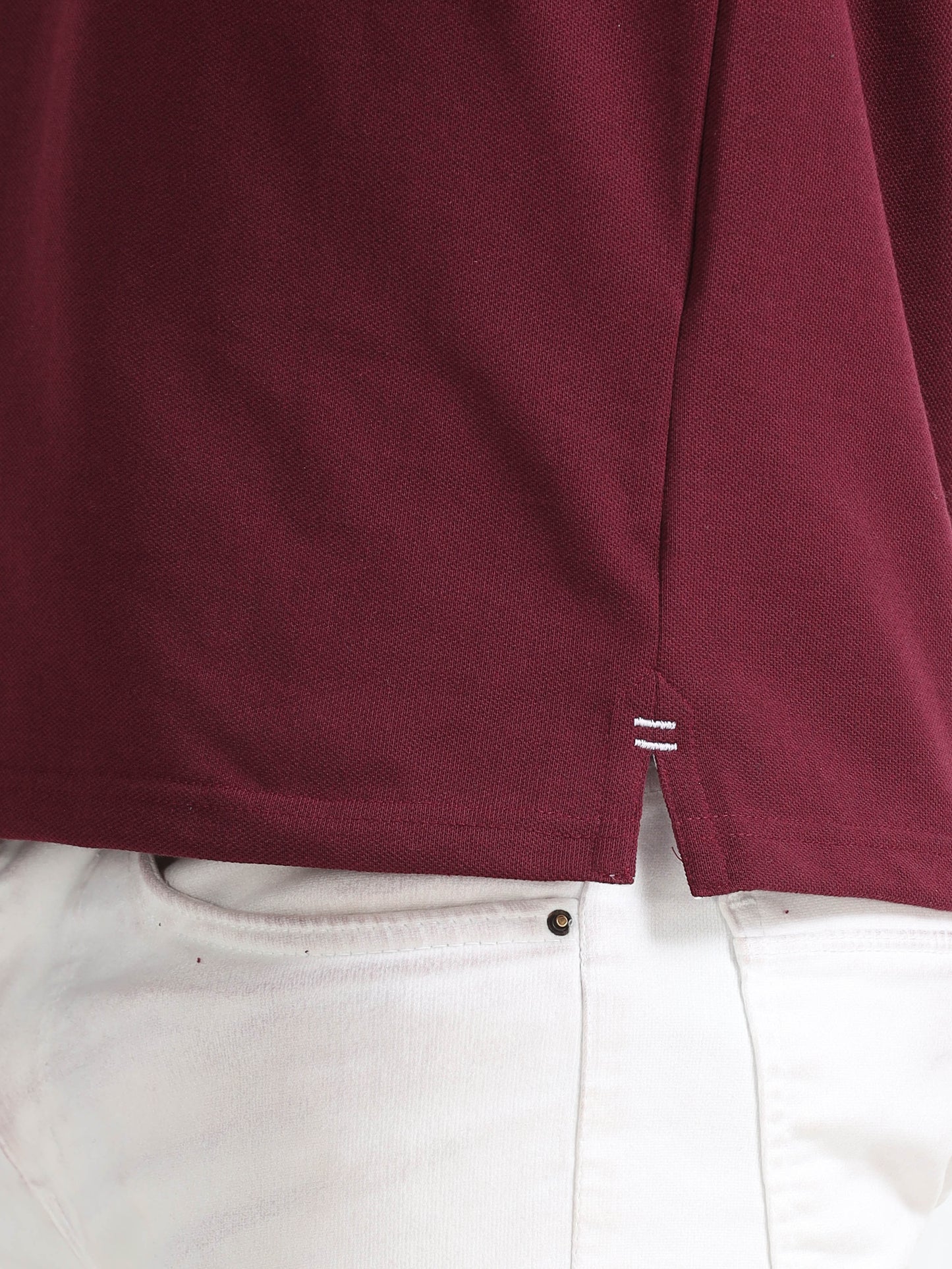 EcoBlend Polo Tshirts - Maroon with White Tipping
