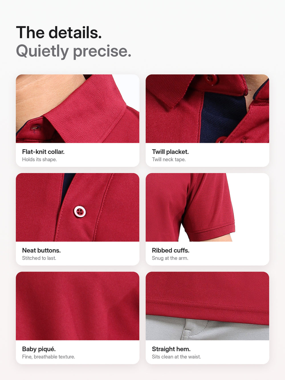 AeroPiq Polo Tshirts - Maroon – Details