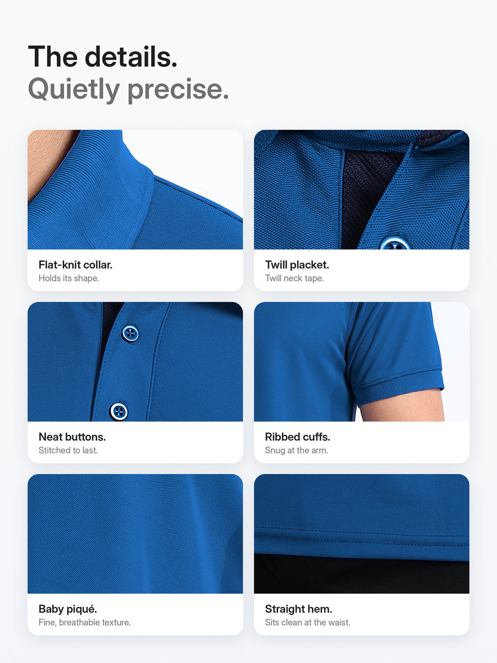 AeroPiq Polo Tshirts - Petrol Blue – Details