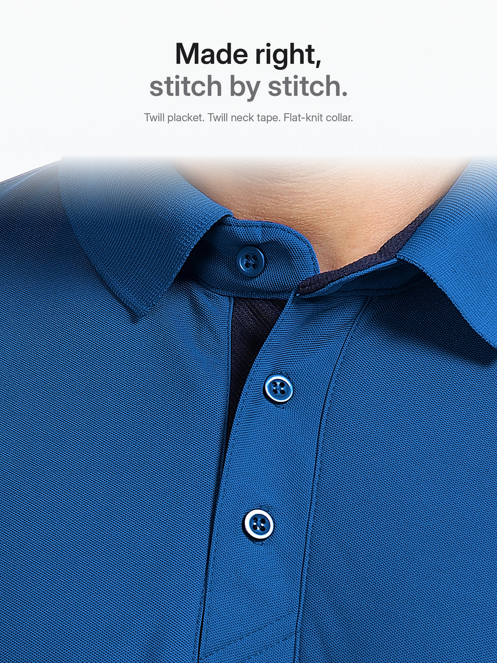 AeroPiq Polo Tshirts - Petrol Blue – Close-up