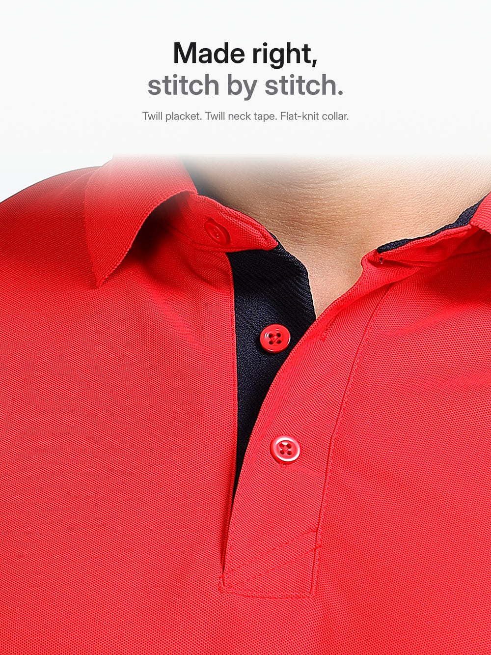 AeroPiq Polo Tshirts - Red – Close-up