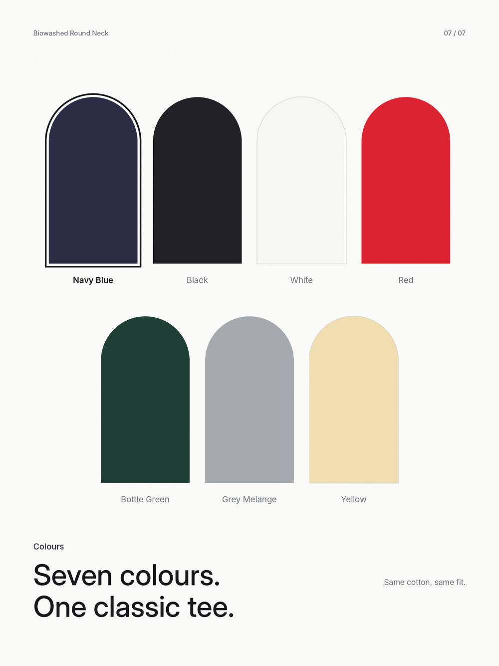 Biowashed Round Neck 100% Cotton Tshirt - Navy Blue – Colours