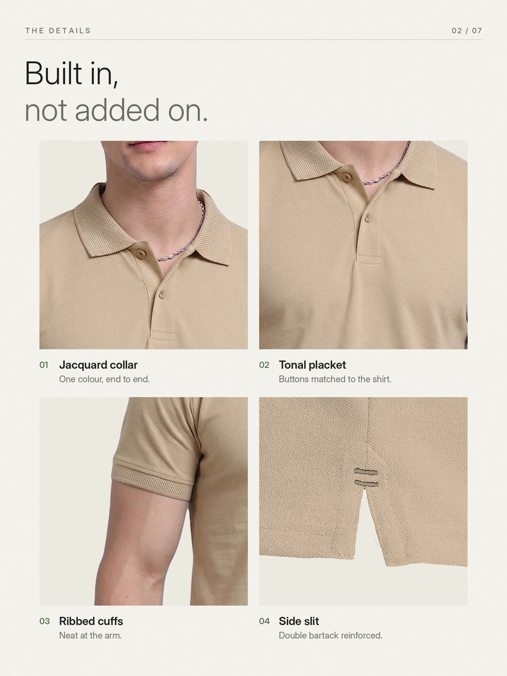EcoBlend Polo Plain - Beige – Details