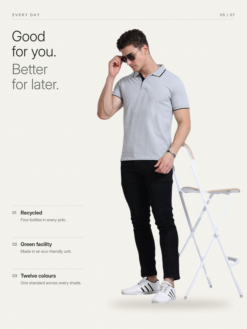EcoBlend Polo Tshirts - Grey Melange with Black Tipping – Everyday