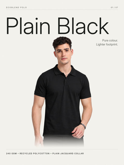 EcoBlend Polo Tshirts - Plain Black