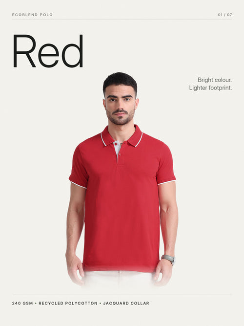 EcoBlend Polo Tshirts - Red with White Tipping