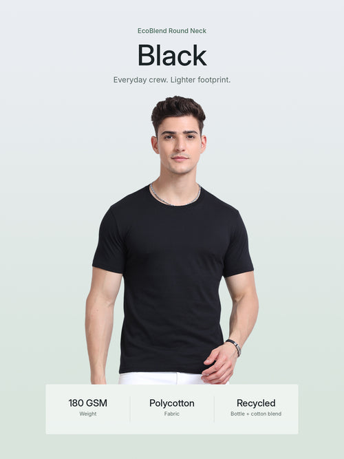 EcoBlend Round Neck Tshirts - Black