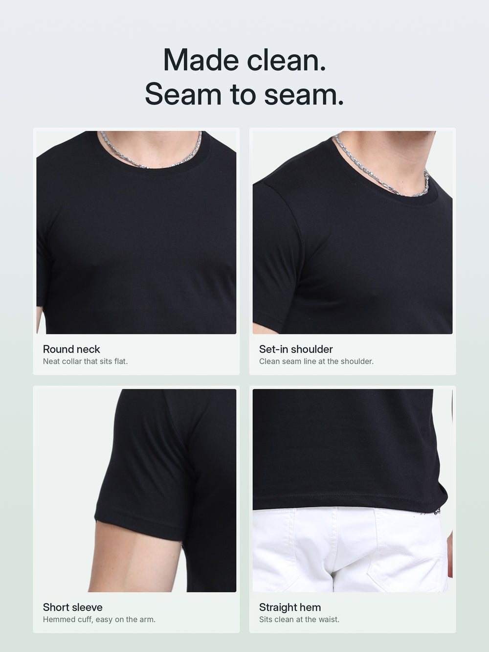 EcoBlend Round Neck Tshirts - Black – Details