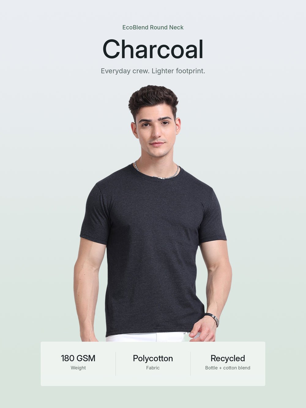 EcoBlend Round Neck Tshirts - Charcoal – Hero